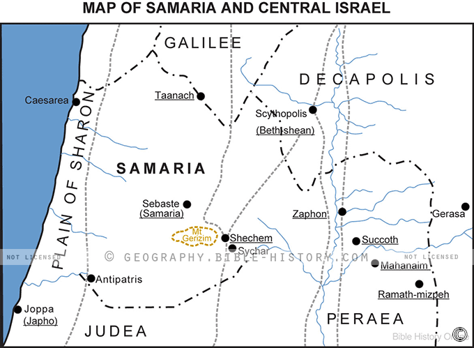 Map Of Samaria And Central Israel Bible History