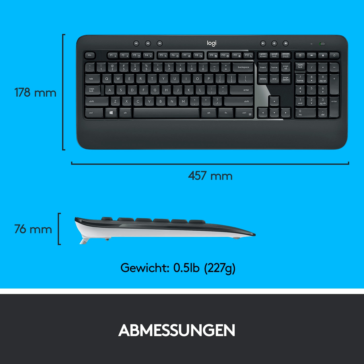 Logitech Tastatur- und Maus-Set »MK540 ADVANCED Kabellose«, für Windows, USB, Sondertasten, 3 Jahre Batterielaufzeit, PC, Laptop