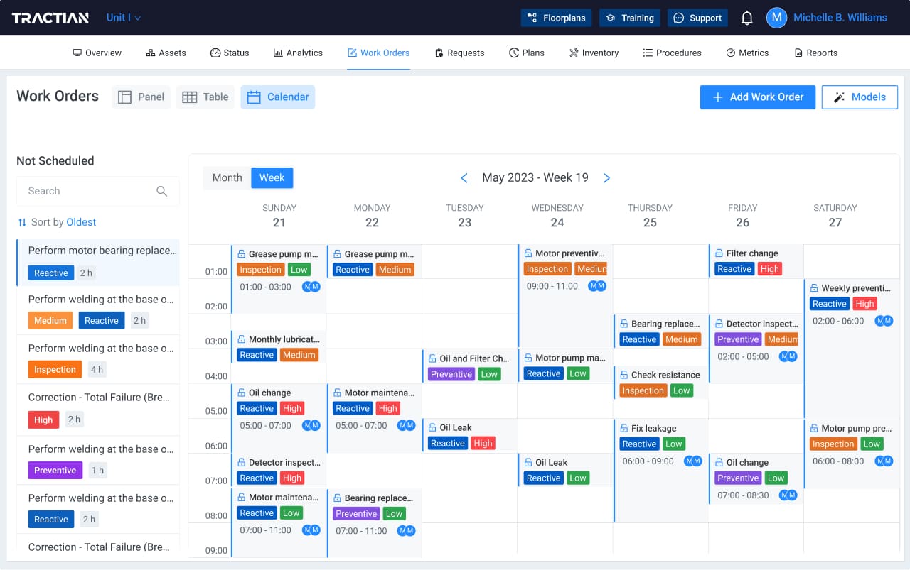 Work order scheduling for maintenance