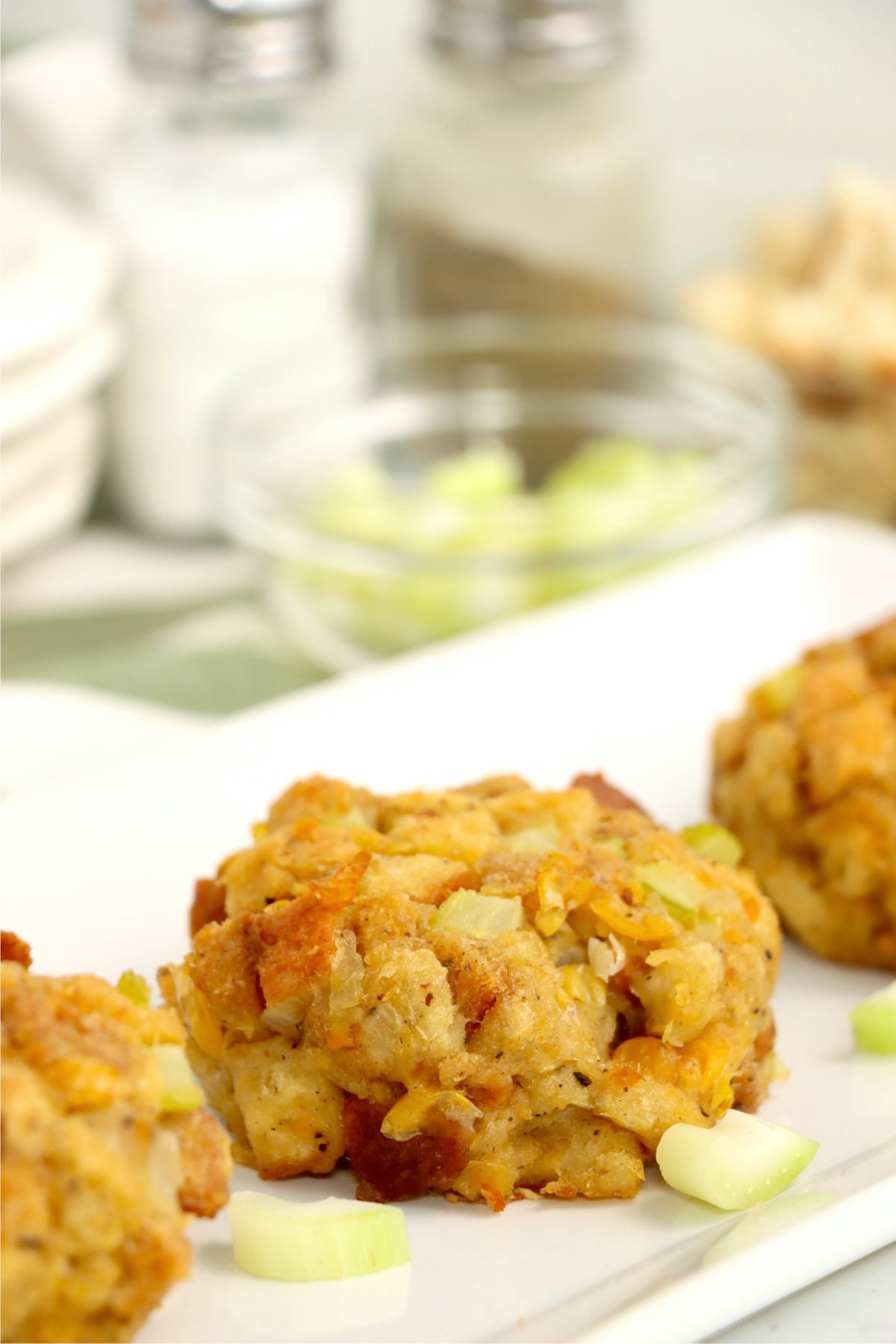 plate of Thanksgiving stuffing balls