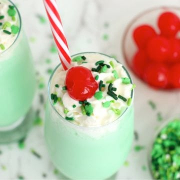 glasses filled with green colored milkshake