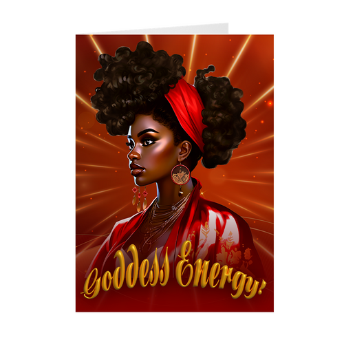 Goddess Energy - African American Woman - Black Card Shop Front