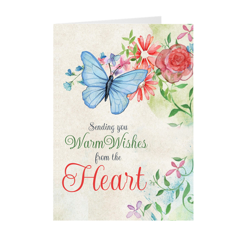 Butterfly Flower Vine - Sending You Warm Wishes - Sympathy Greeting Card Front