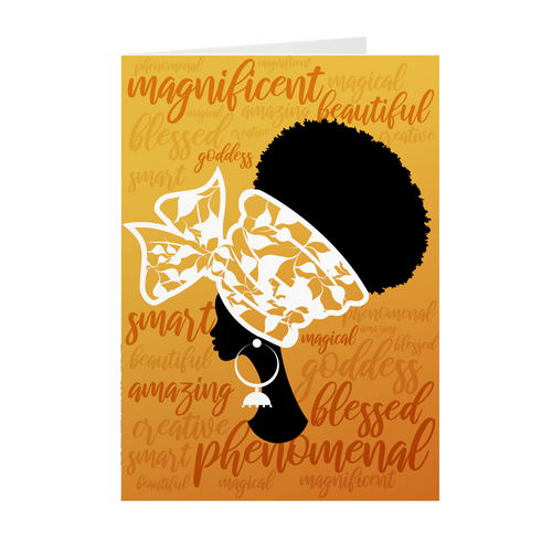 Magnificent, Phenomenal, Smart, Blessed - Black- Woman - Uplifting Greeting Cards Front