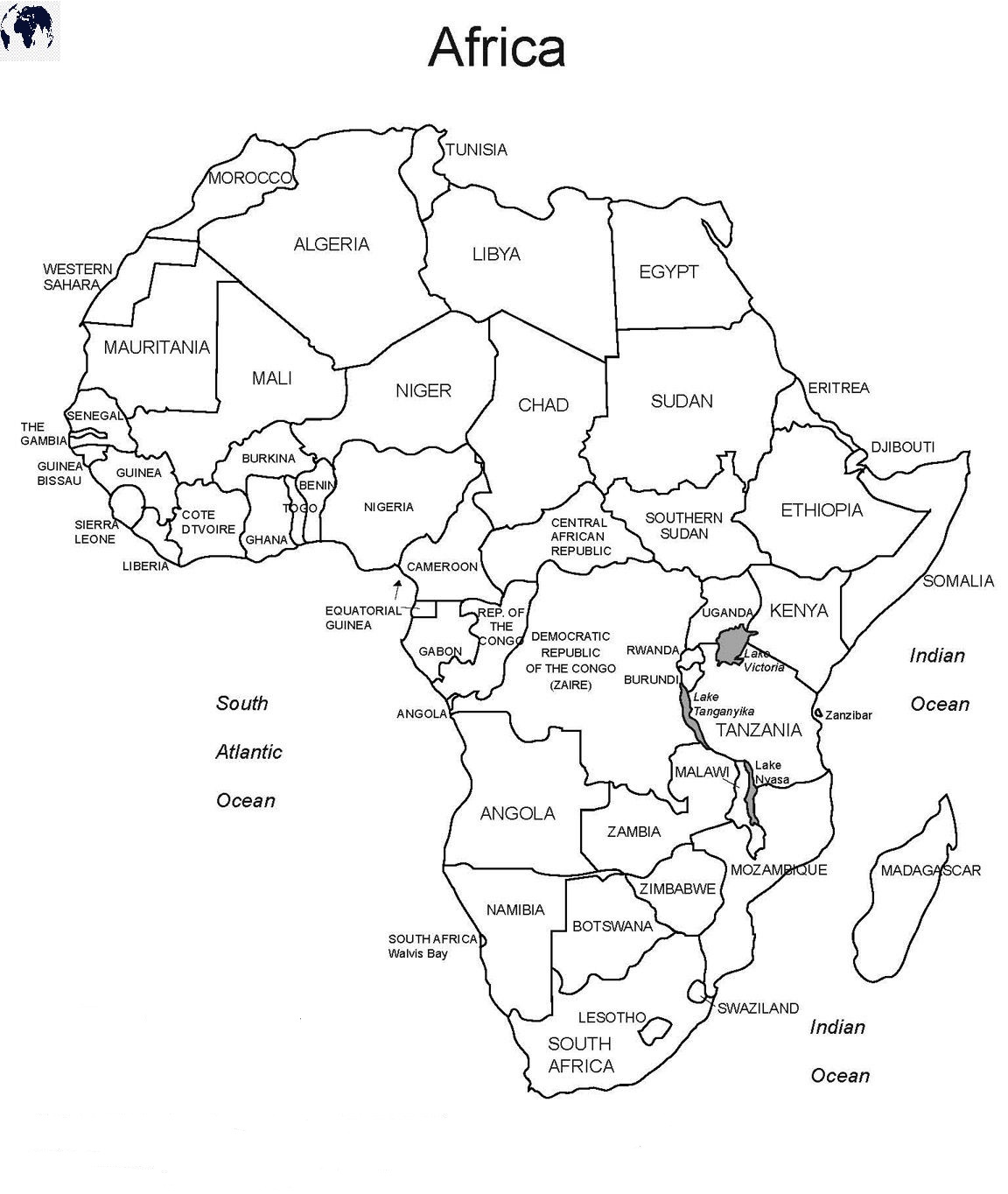 Printable Map of Africa