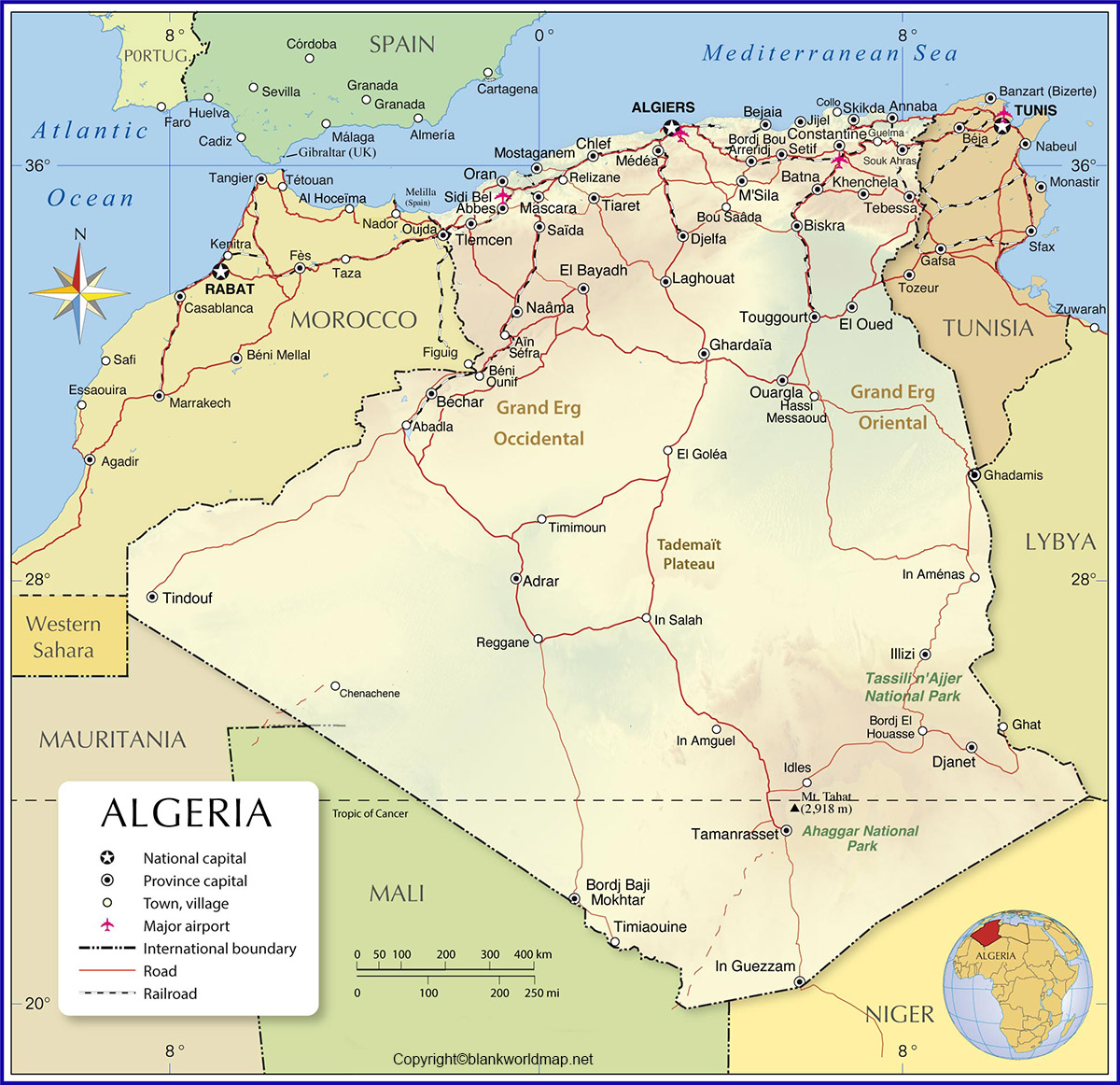 Labeled Map of Algeria