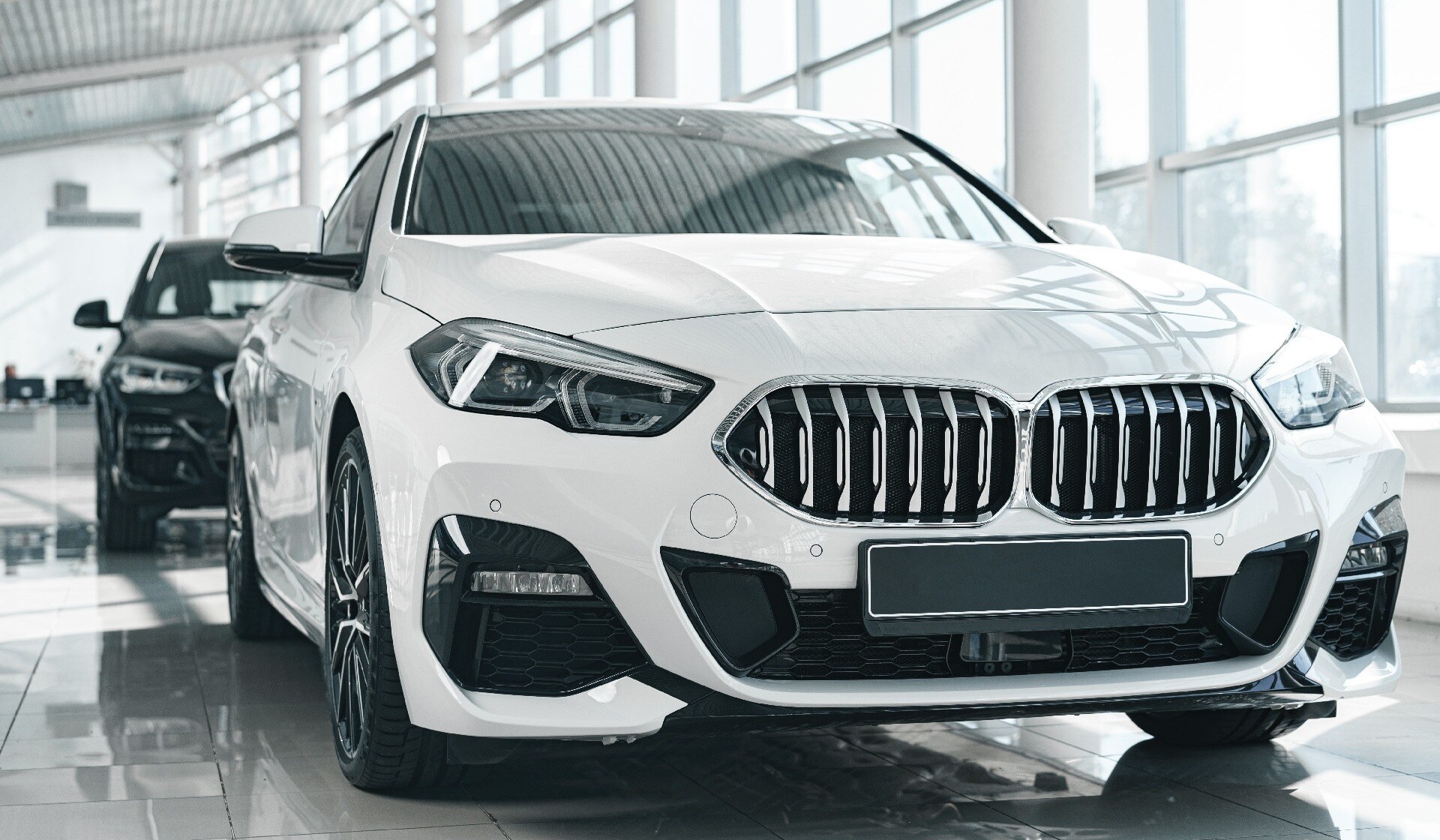 Radiator grille of a new luxury BMW car