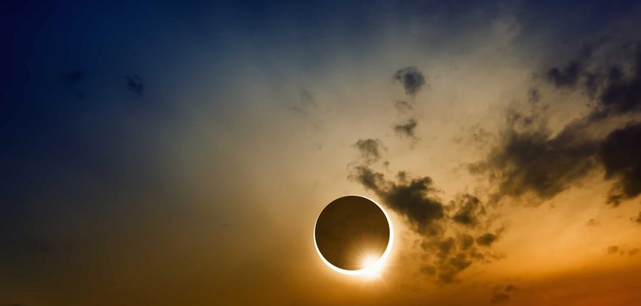 eclipse against a dusk sky.