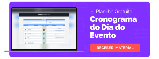 cronograma para o dia do evento