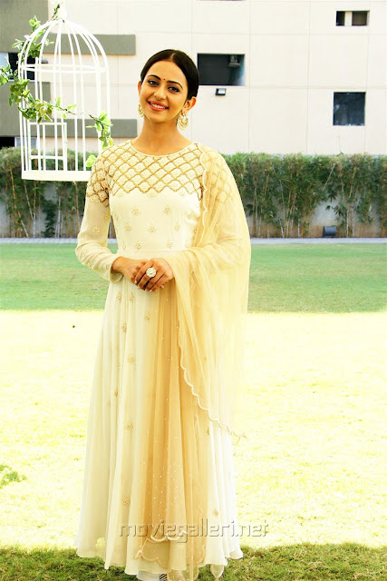 Rakul Preet Singh Photo In Cream Colour Long Dress