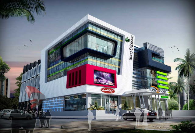 3d Architectural Exterior View of Mall,3d mall design