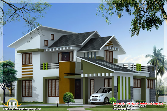 1750 square feet, 3 BHK modern villa elevation