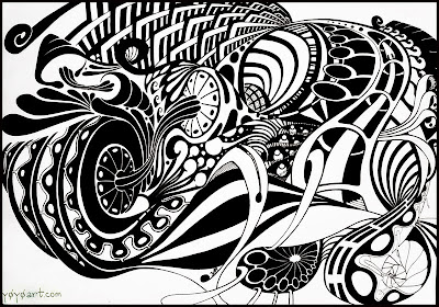 Abstract art drawing in black and white