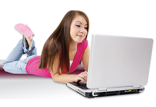 girl with laptop picture