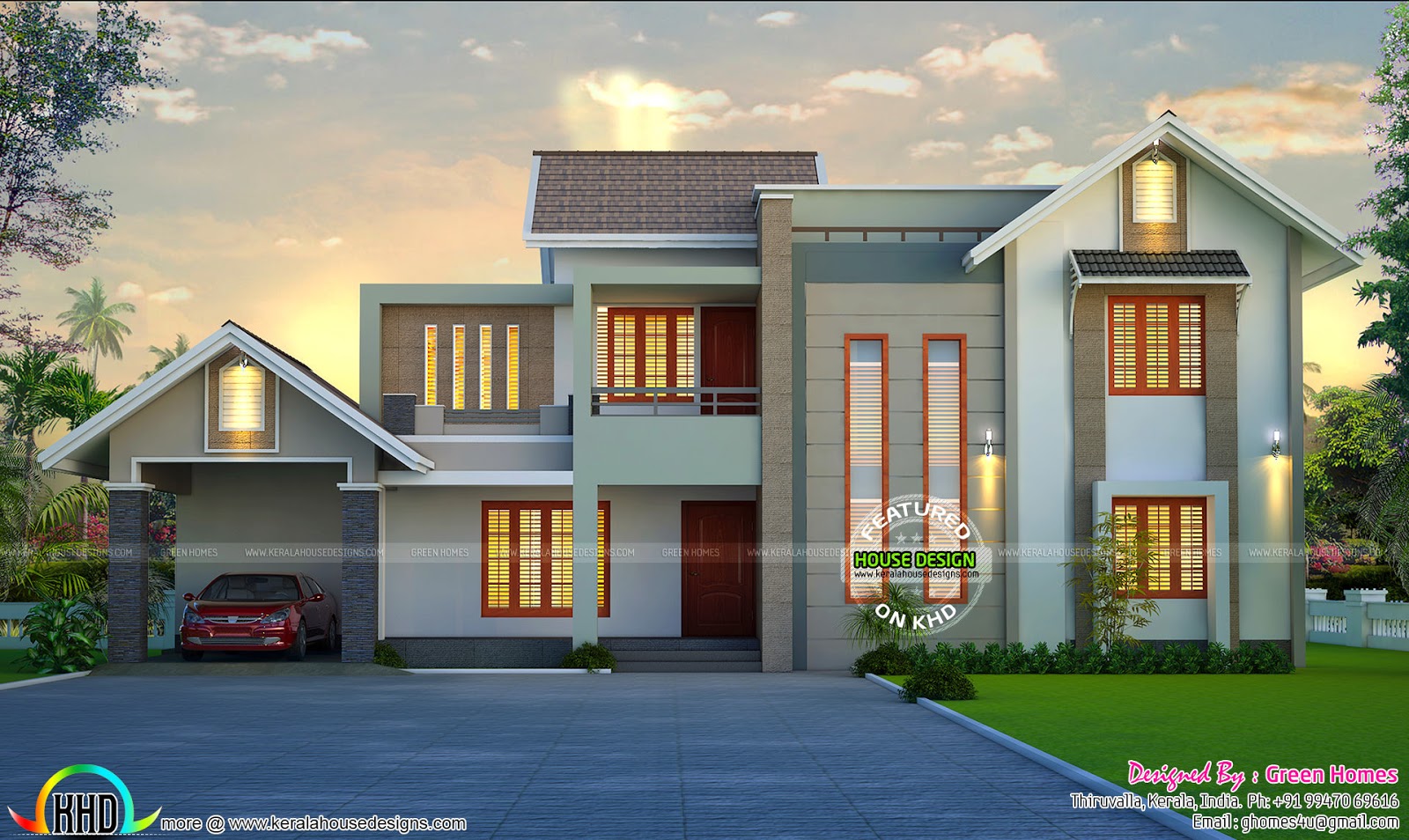  Beautiful  home  design  by Green Homes  Thiruvalla Kerala 