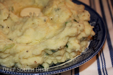 Mashed potatoes whipped with a green onion infused milk.