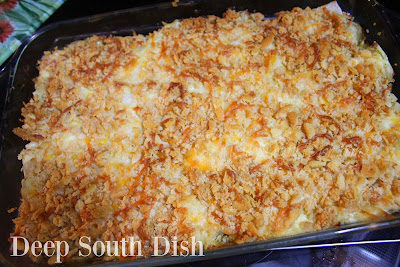 A long-held and well-loved casserole, made with chopped cabbage, onions, salt and pepper, and a classic southern combo of mayo and cream soup, topped with a buttery, cheesy cracker finish.