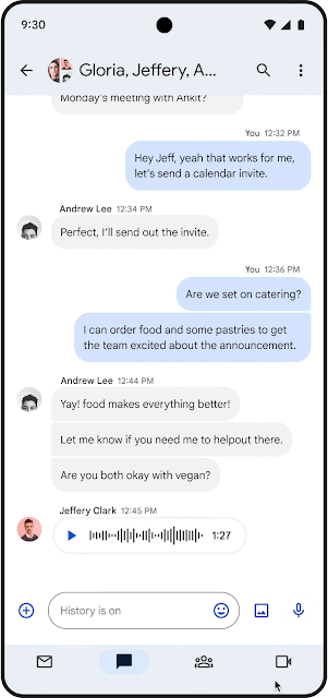 Transcriptions for voice messages in Google Chat on mobile