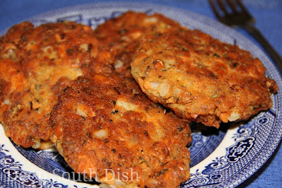 Commonly known as croquettes, salmon is combined with fresh parsley and seasonings, crushed saltine crackers and egg, shaped into patties and pan fried for an old southern favorite. Traditionally served with mashed potatoes and creamed peas.