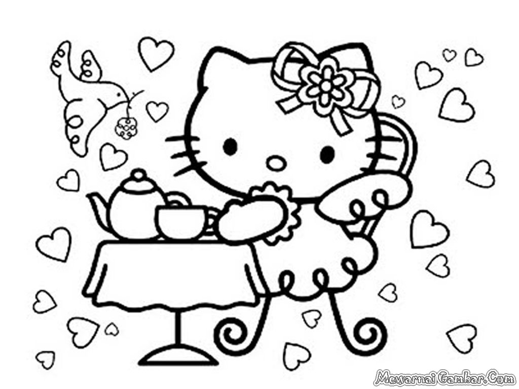 Mewarnai Gambar Hello Kitty