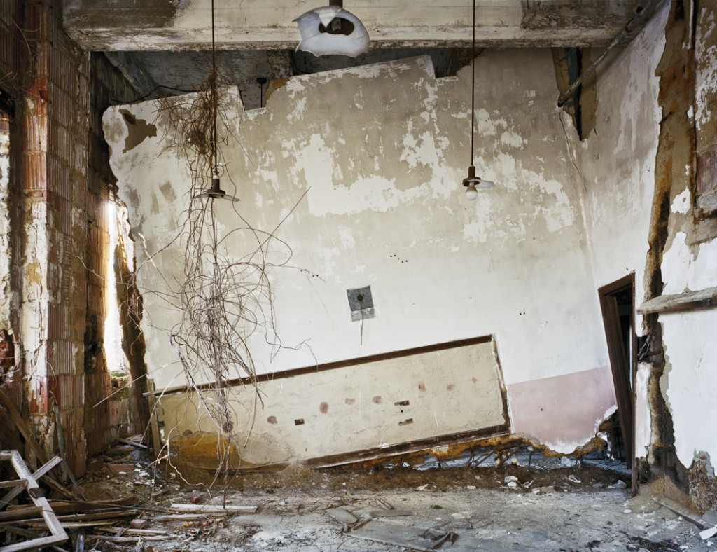 COLLAPSE...the classroom wall hangs at an angle   Photo © Chris Payne