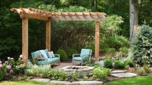 Outdoor garden with pergola