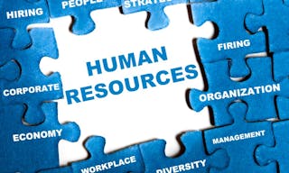 Human resource blue puzzle pieces assembled