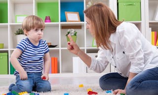 Angry mother scolding a disobedient child