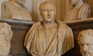 ROME, ITALY - APRIL 6, 2016: In the middle a first century AD bust of Cicero in the Capitoline Museums, Rome, Italy — Photo by s