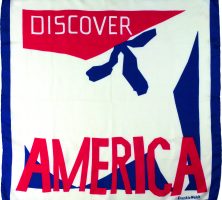 Frankie Welch Discover America scarf, circa 1968, unidentified fabric