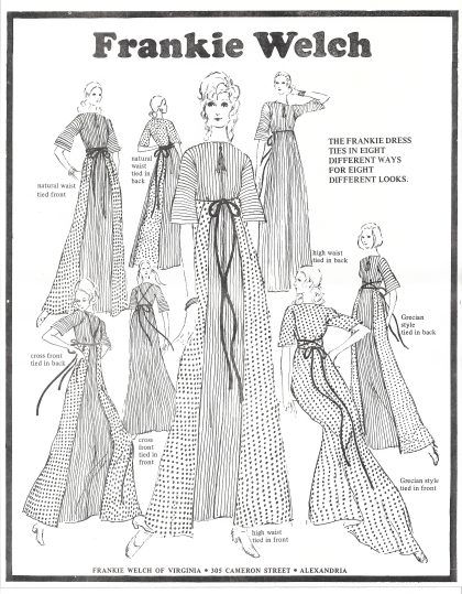 Flyer for the Frankie dress by Frankie Welch, circa 1975