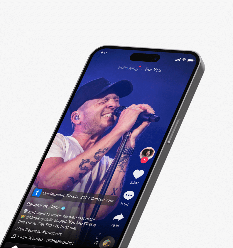 screenshot of TikTok and ticketmaster partnership on iPhone 