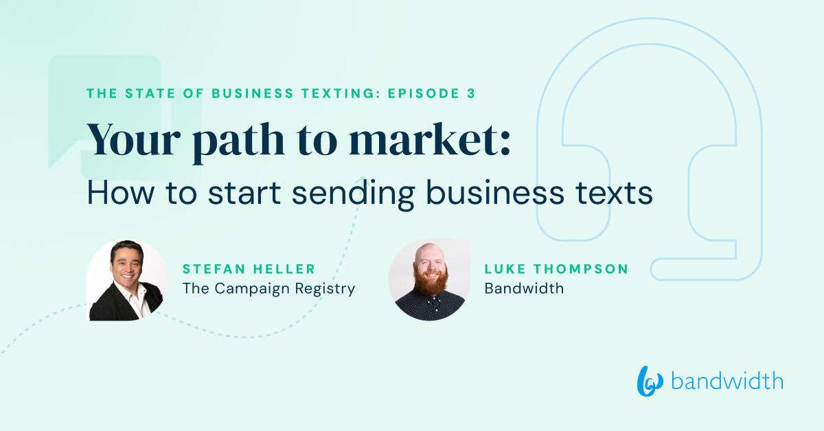 Podcast title graphic for episode on how to start sending business texts