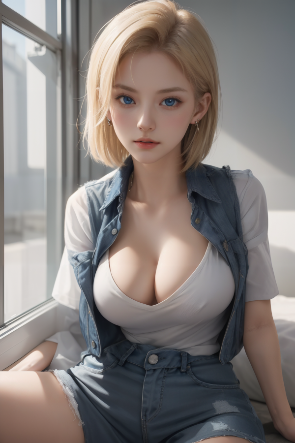 AIGC,vacker,bröst,klyvning,cosplay,android 18