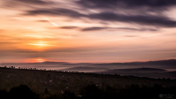 nebuloso,Colinas,panorama,manhã,cor,épico