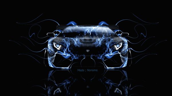 auto,auto,Lamborghini Aventador,Blue Fire,Abstract Car,KUNST