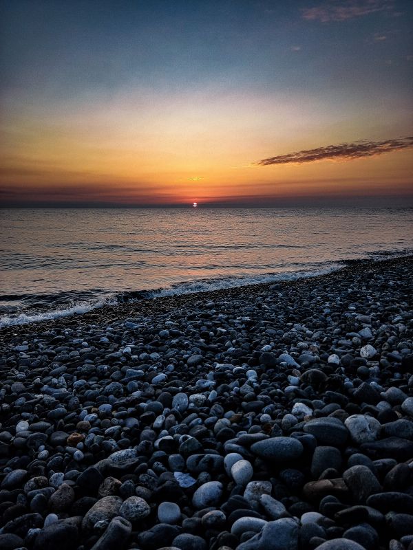 mer,ciel,le coucher du soleil