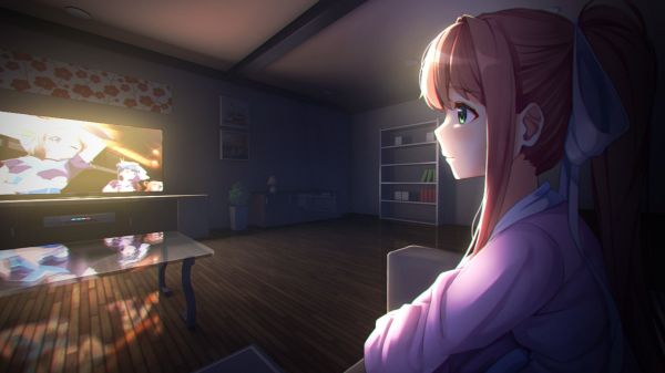 anime,libri,arco,Doki Doki Literature Club,gioco,Monika