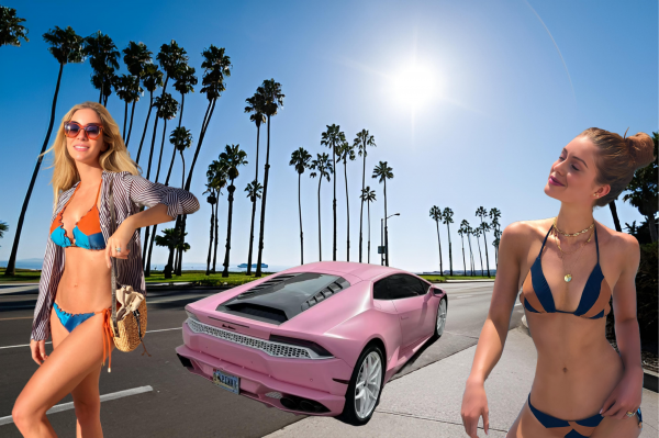 strand,bikini,bries,auto,kust,kokosnoot