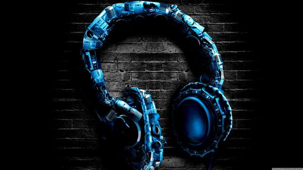 Head Phones,biru,abstrak,hitam,Cool Wallpapers