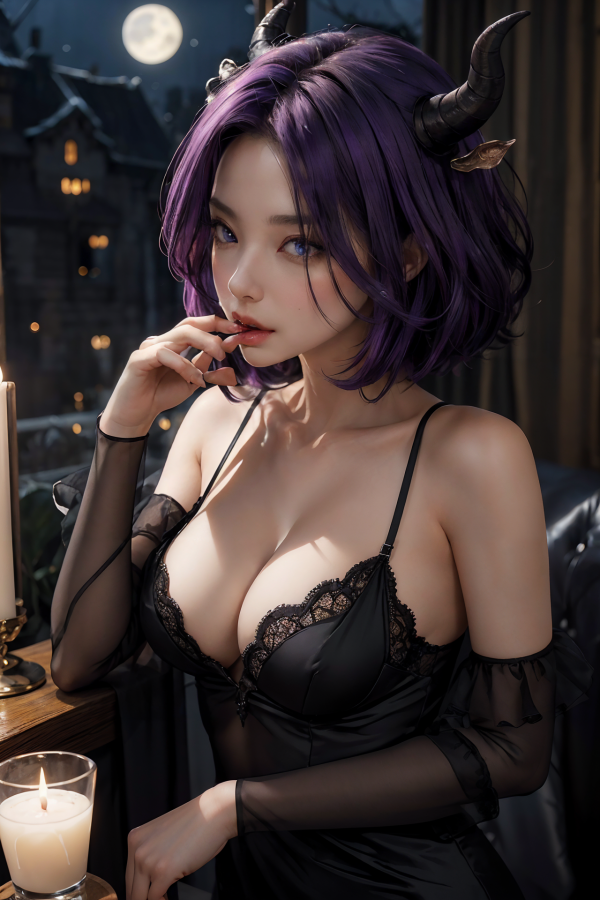 ai art,AI Girl,AIGC,Sort kjole,bryst,choker