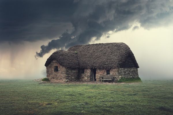 ház,felhő,ég,Natural landscape,légkör,ablak