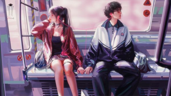 Anime,garçon,couple,fille,Young Couple,Cute Couple