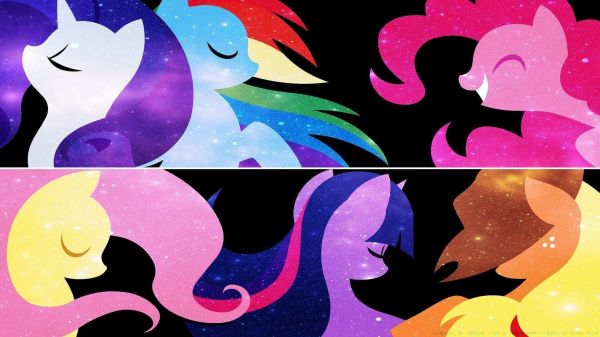 My Little Pony,Rainbow Dash,Pinkie Pie,warna-warni,latar belakang hitam,Keanehan