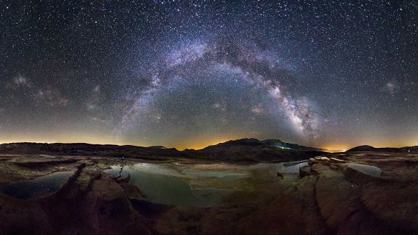 astronomía,Vía láctea,naturaleza,lago,montaña