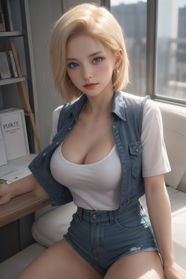 AIGC, Android 18, สวย, หน้าอก, ความแตกแยก, คอสเพลย์