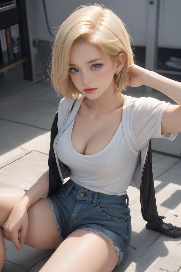 AIGC, Android 18, สวย, หน้าอก, ความแตกแยก, คอสเพลย์