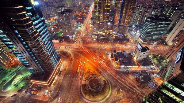 都市景観,夜,建築,ポートレート表示,建物,道路