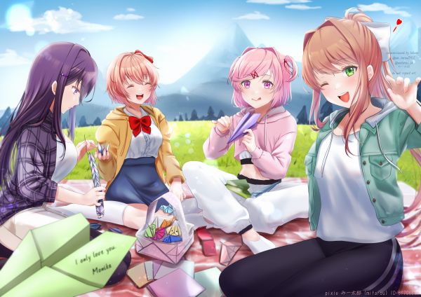 애니메이션,애니메이션 소녀들,Doki Doki Literature Club,Monika Doki Doki Literature Club,Natsuki Doki Doki Literature Club,Sayori Doki Doki Literature Club