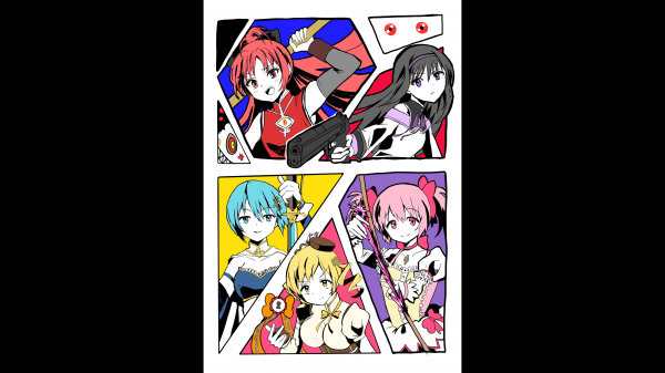 Kaname Madoka, Sakura Kyouko, Homura Akemi, tomoe Mami, Miki Sayaka, ase